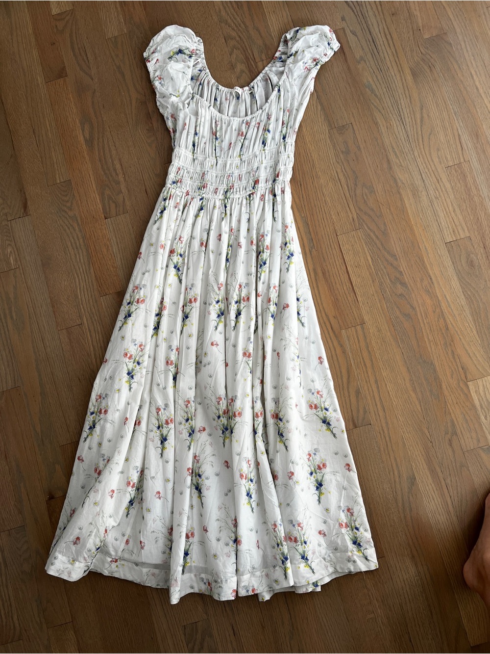 Doen DÔEN Quinley Dress Painted Bouquet White Organic Cotton Maternity Midi S